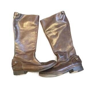 Frye Brown Melissa Leather Knee High Riding Boots